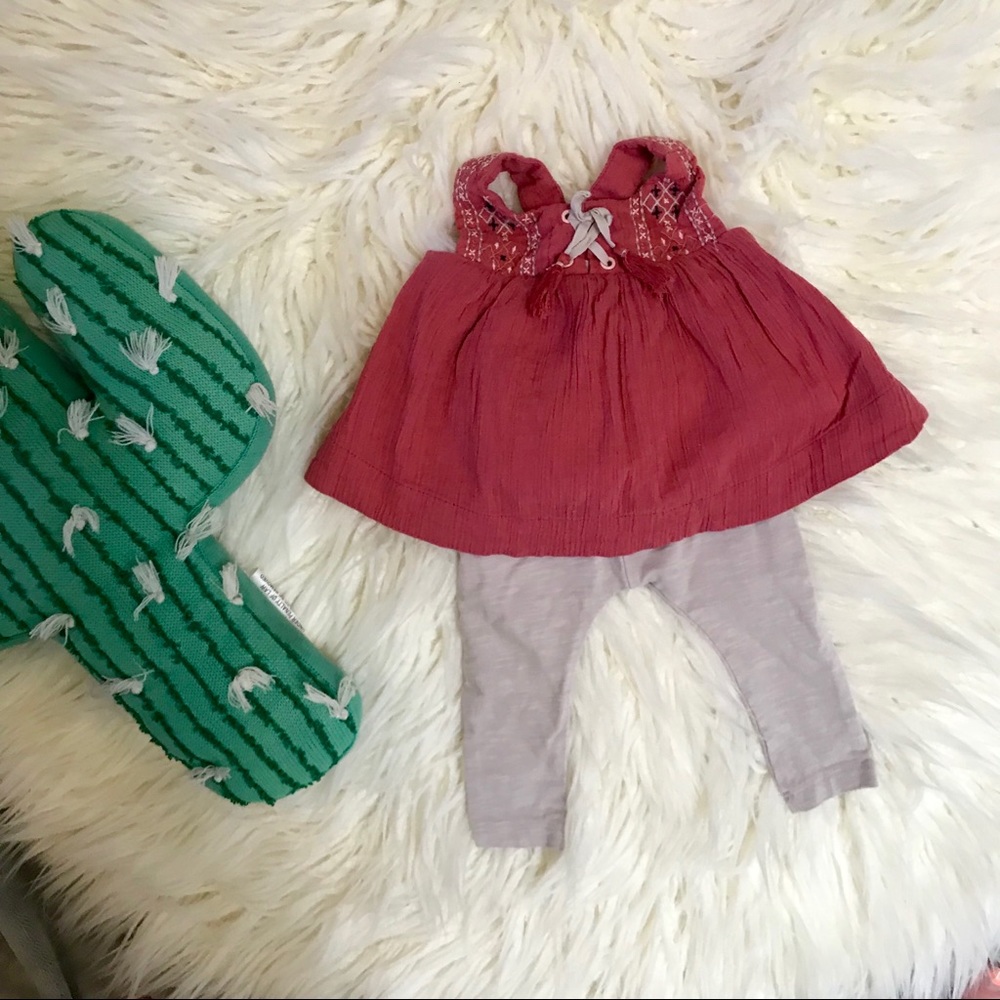 Cross-back tank and ruffle pants set